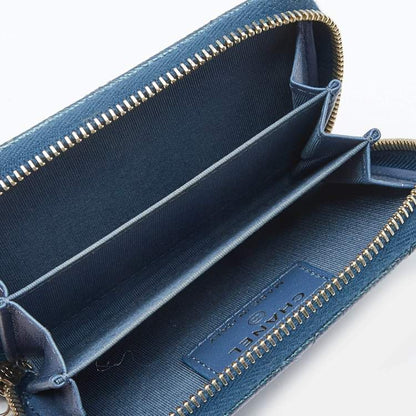 Chanel Zipped Coin Purse in Blue Shimmer Caviar Leather