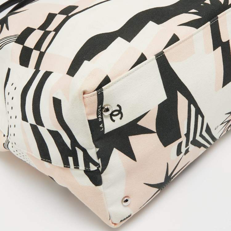 Chanel La Pausa Bay Multicolor Canvas Tote with Leather & Chain Handles