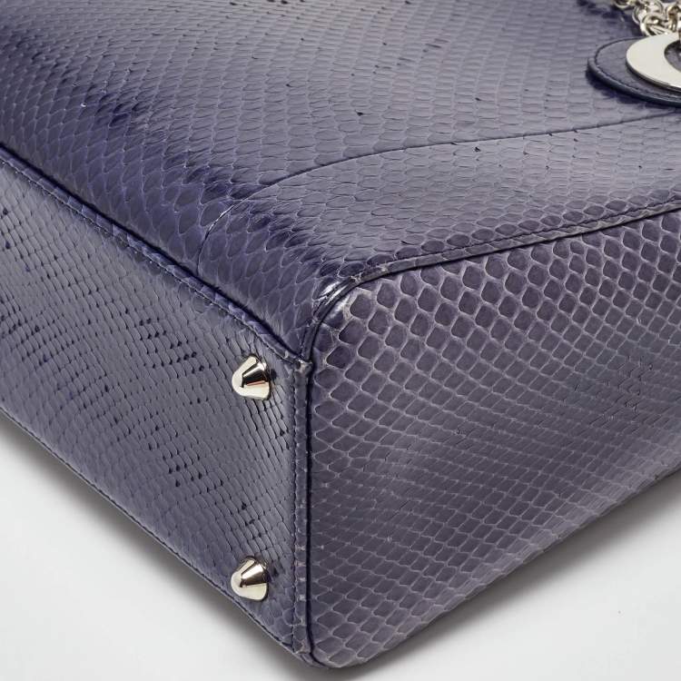 Lady Dior Large Python Bag Navy