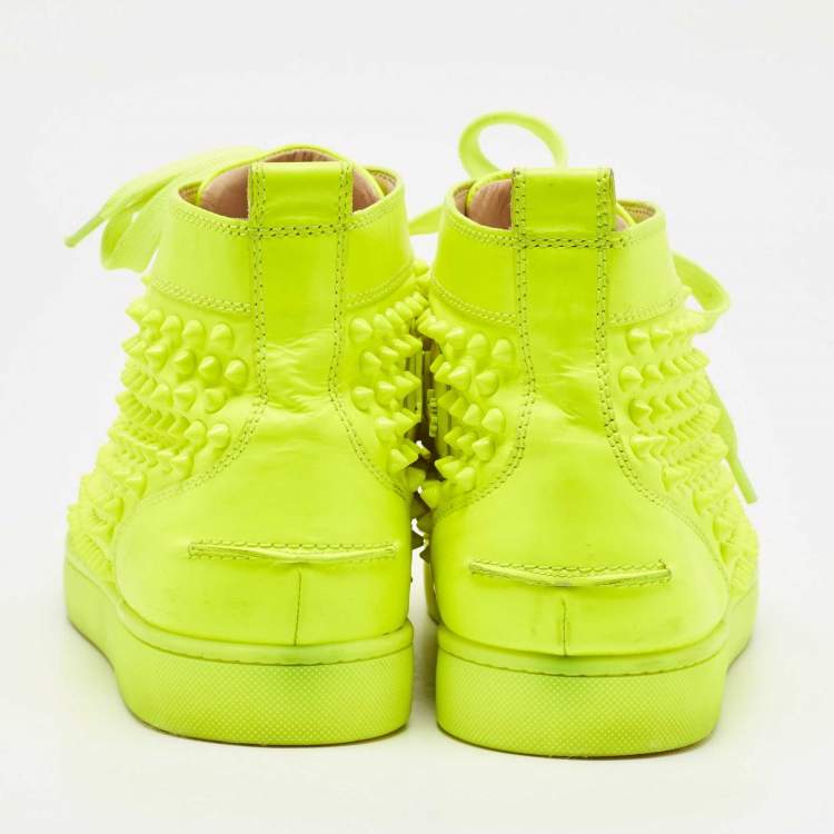 Christian Louboutin Green Leather Louis Spikes Sneakers 44