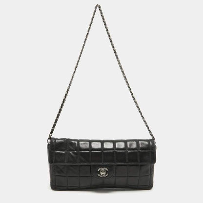 Chanel Black Quilted Leather Chocolate Bar East West