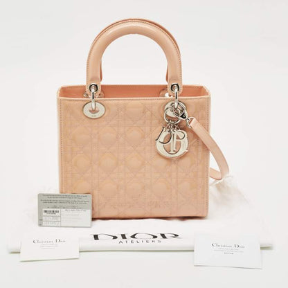 Dior Medium Lady Dior Tote – Peach Patent Cannage Leather