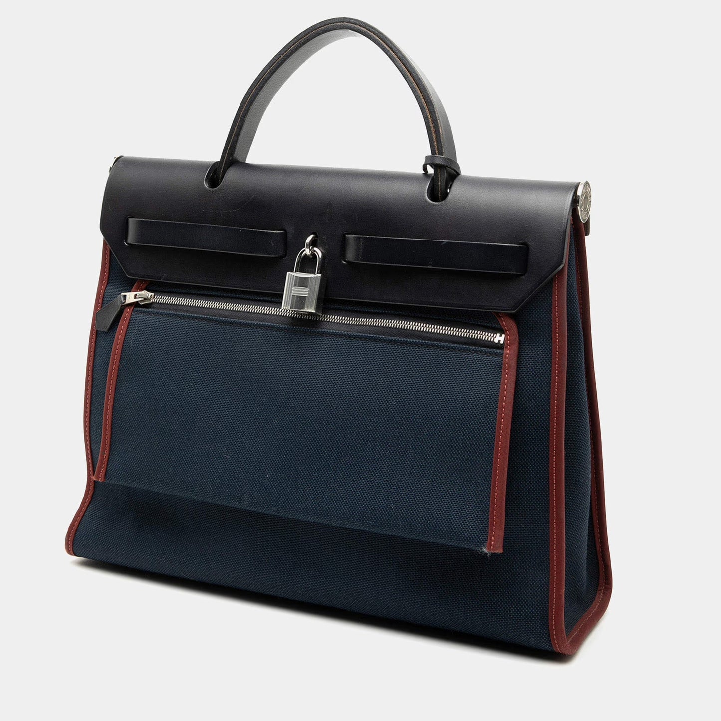 Hermes Black Blue Toile Herbag Zip 31