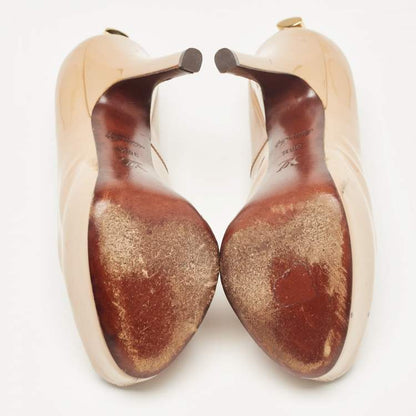 Louis Vuitton Beige Patent Leather “Oh Really!” Peep Toe Pumps Size 36.5