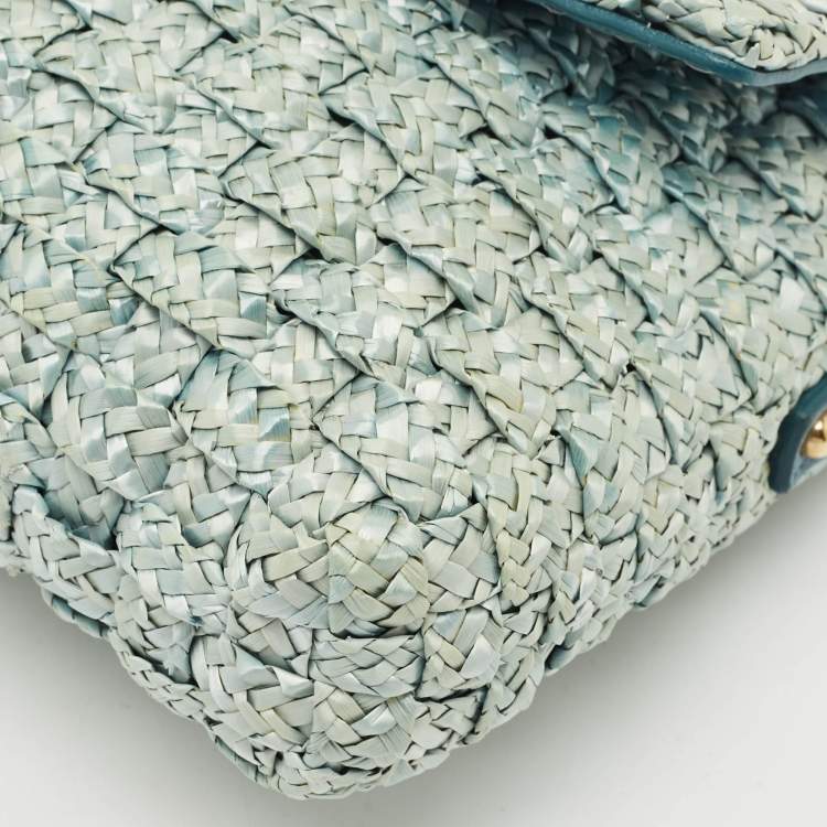 Dolce & Gabbana Blue Raffia Leather Bag