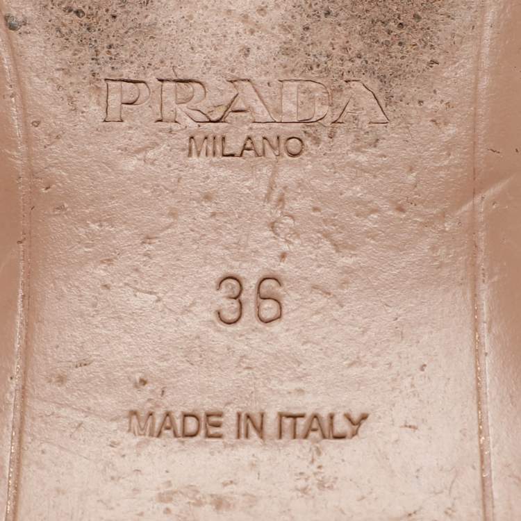 Prada Beige Saffiano  Embellished Slides Size 36