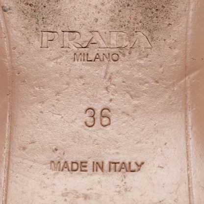 Prada Beige Saffiano  Embellished Slides Size 36