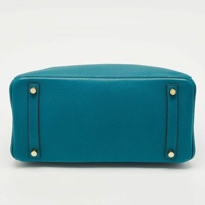 Hermes Blue Izmir Clemence Leather Birkin 30 Bag