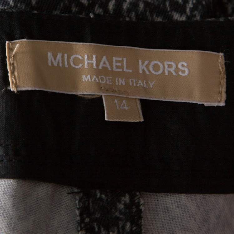 Michael Kors Dark Grey Chevron Print Stretch Wool Tapered Trousers – Size XL