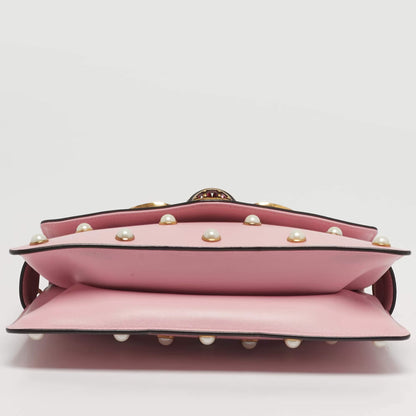 Gucci Broadway Pearly Bee Mini Pink Leather Shoulder Bag
