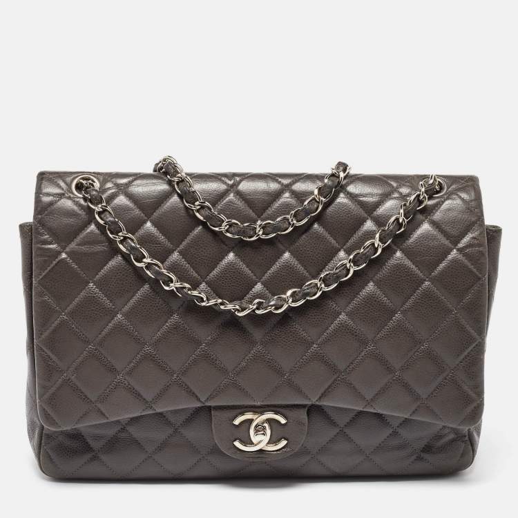 Chanel Grey Maxi Double Flap Bag – Classic Quilted XL