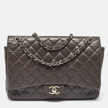Chanel Grey Maxi Double Flap Bag – Classic Quilted XL
