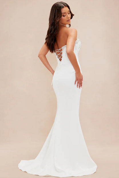 Rosalie White Embellished Corset Wedding Dress – Pre-Order Bridal Look