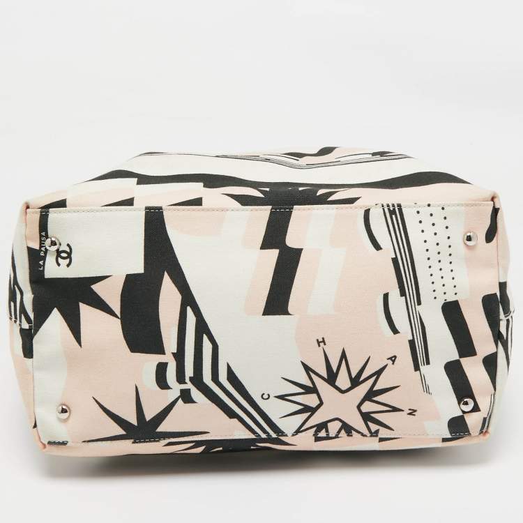 Chanel La Pausa Bay Multicolor Canvas Tote with Leather & Chain Handles