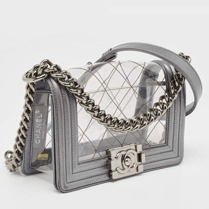 Chanel Grey/Clear Quilted PVC & Leather Small