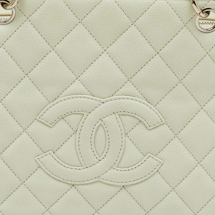 Chanel Off White Caviar Leather Petite Timeless Shopper Tote