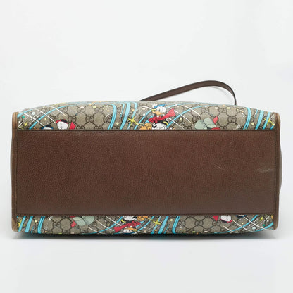 Gucci x Disney Multicolor Donald Duck GG Supreme Canvas and Leather Interlocking G Shopping Tote