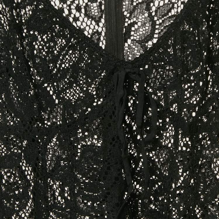 Dolce & Gabbana Black Lace V-Neck Sheer Top – Size S