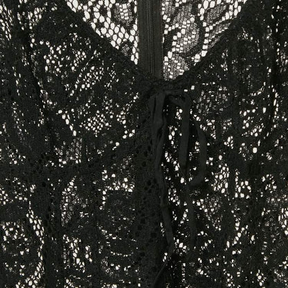 Dolce & Gabbana Black Lace V-Neck Sheer Top – Size S