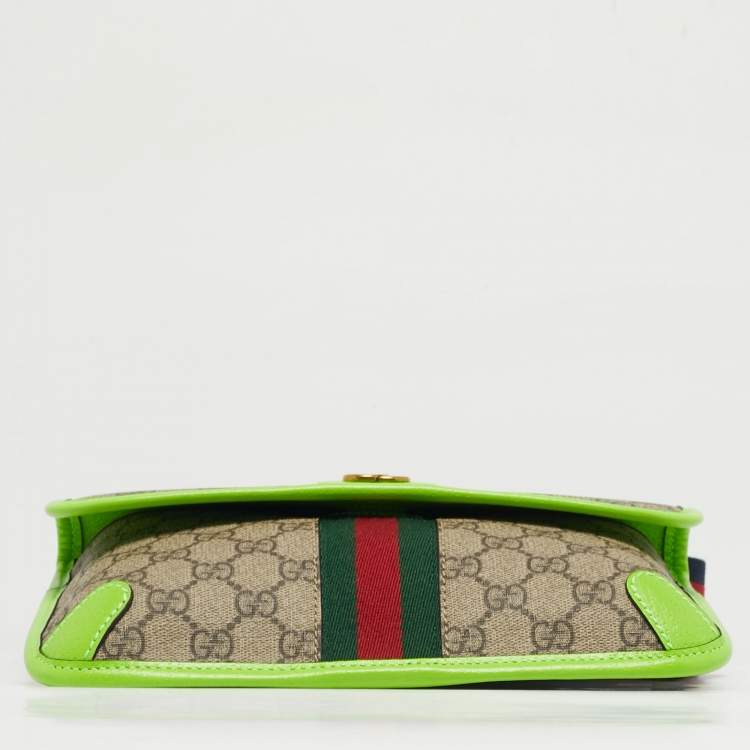 Gucci Neon Green/Beige GG Supreme Ophidia Belt Bag