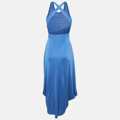 Giorgio Armani Blue Jersey Draped Midi Dress – Size S