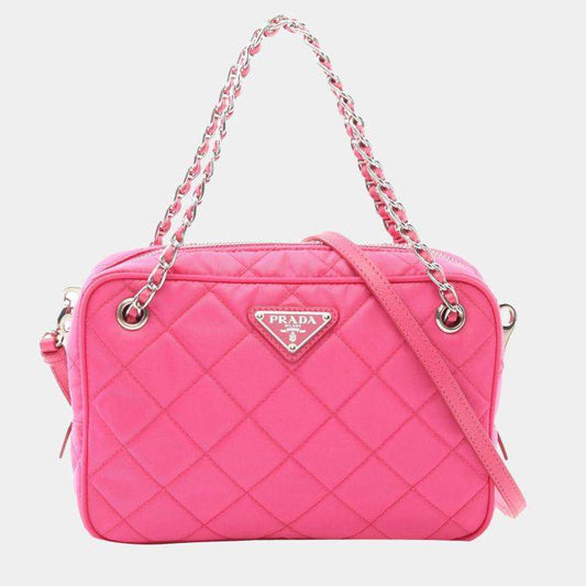 Prada Pink Impuntu Tessuto Quilted Camera Bag
