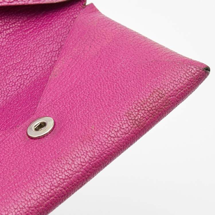 Hermès Cyclamen Chevre Mysore Leather Calvi Card Holder