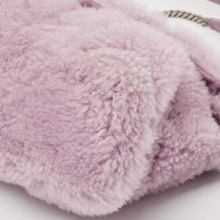 Saint Laurent Loulou Medium Shoulder Bag in Lilac Shearling