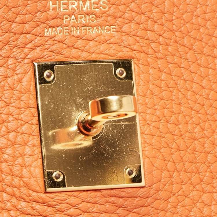 Hermès Orange Taurillon Clemence Leather Gold Finish Kelly Retourne 35 Bag