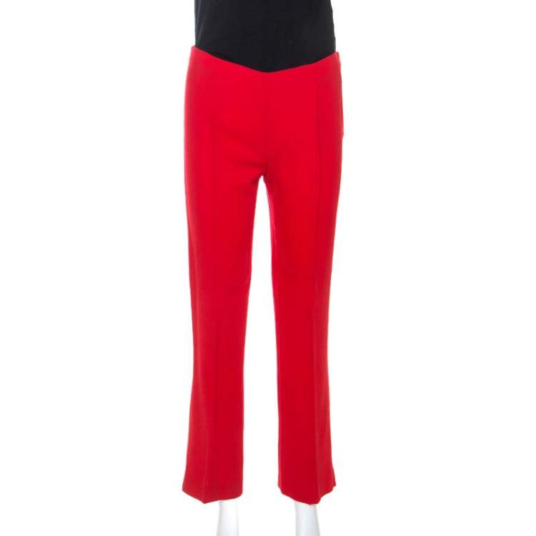 Valentino Red Wool Crepe Tailored Trousers – Size M