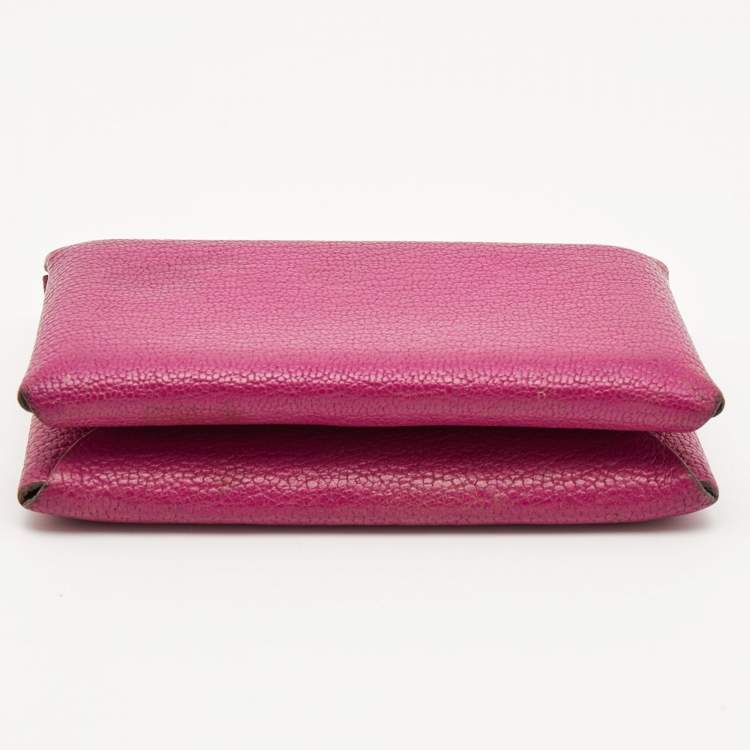 Hermès Cyclamen Chevre Mysore Leather Calvi Card Holder