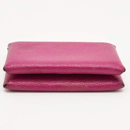 Hermès Cyclamen Chevre Mysore Leather Calvi Card Holder