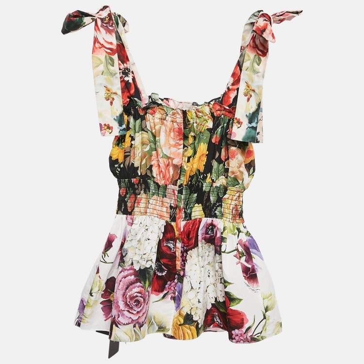 Dolce & Gabbana Multicolor Floral Cotton Tie-Strap Top – XS – NWT