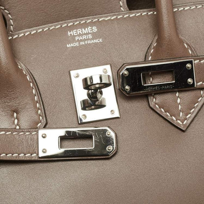 Hermès Birkin 25 Etoupe Tadelakt Leather Bag
