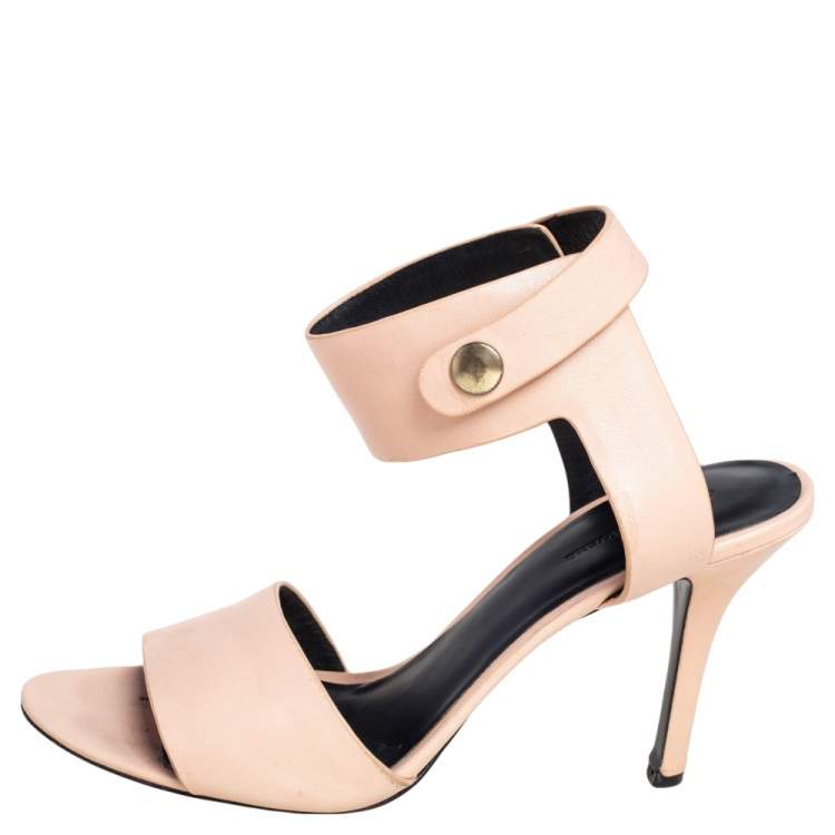 Alexander Wang Beige Leather Ankle Cuff Sandals Size 40