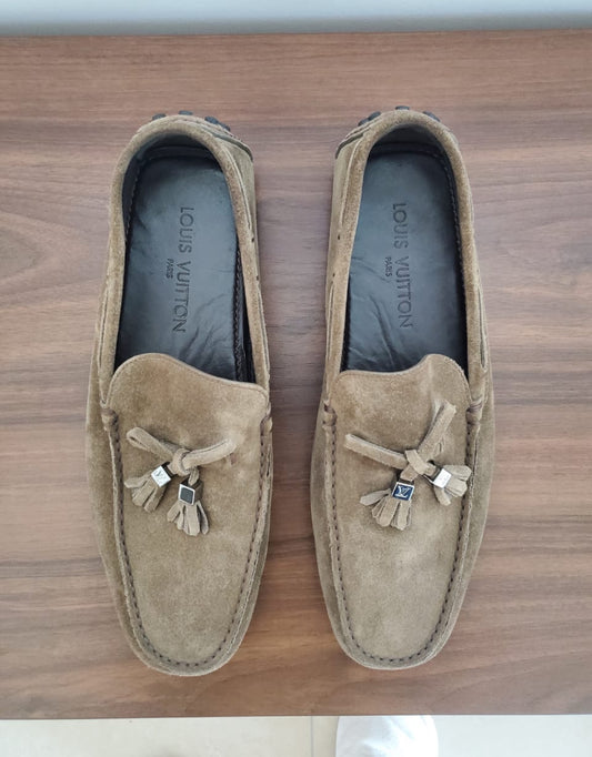 Authentic Louis Vuitton Men’s Suede Loafers US Size 8 – Pre-Loved Designer Shoes
