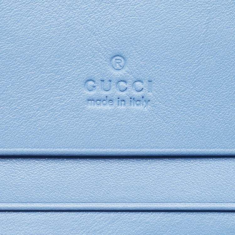 Gucci Blue Matelassé Leather GG Marmont Card Case