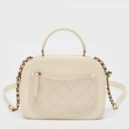 Chanel Off-White Quilted Leather Coco Curve Vanity Case Bag