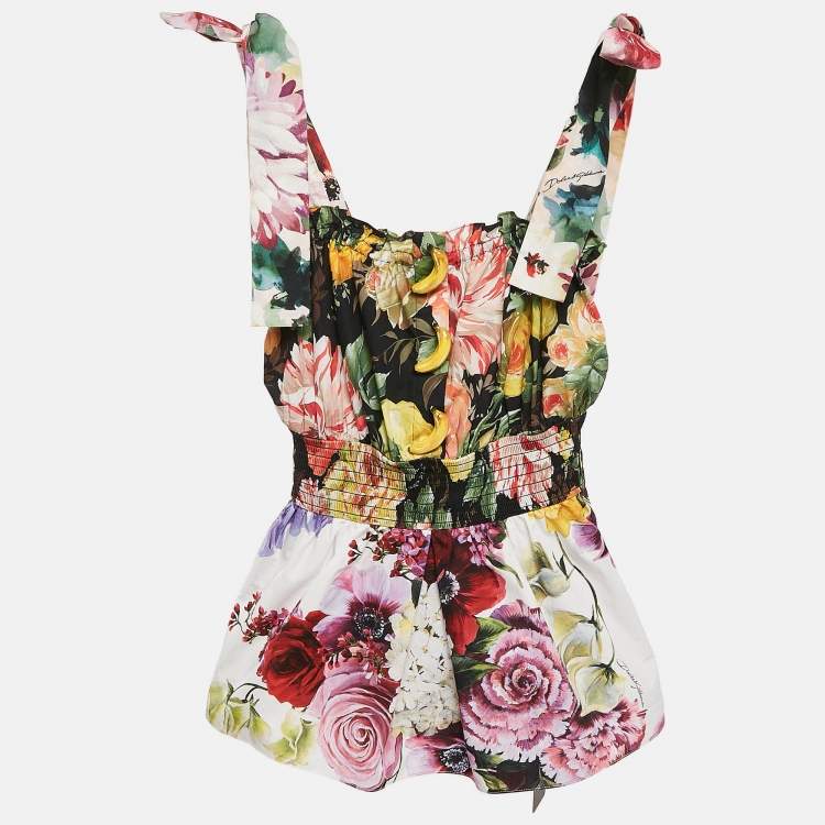 Dolce & Gabbana Multicolor Floral Cotton Tie-Strap Top – XS – NWT