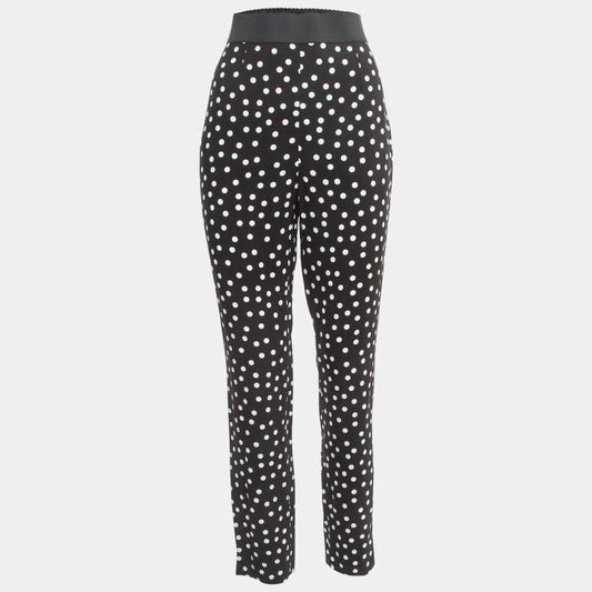 Dolce & Gabbana Polka Dot Black Crepe Trousers – Size XL (Brand New with Tags)