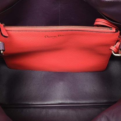 Christian Dior Coral Grained Leather Diorissimo Tote Bag