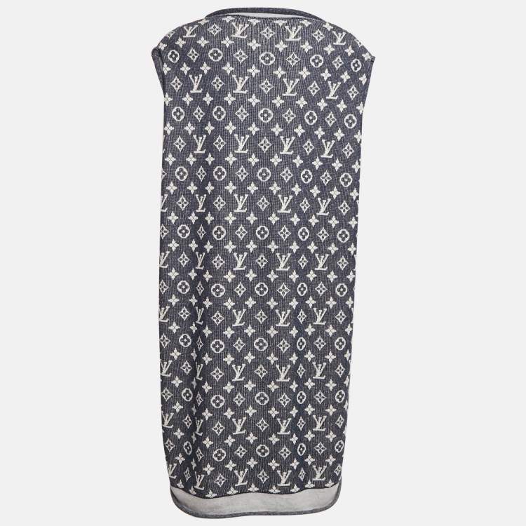 Louis Vuitton Blue Logo Jacquard Knit Sleeveless Dress – Size XL
