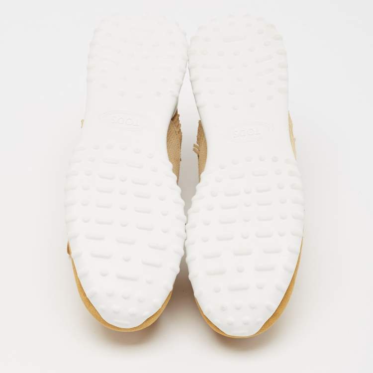 Tod’s Brown & Beige Perforated Suede Fringe Sneakers - Size 39