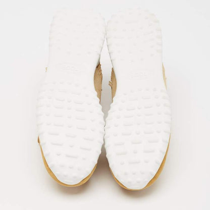 Tod’s Brown & Beige Perforated Suede Fringe Sneakers - Size 39