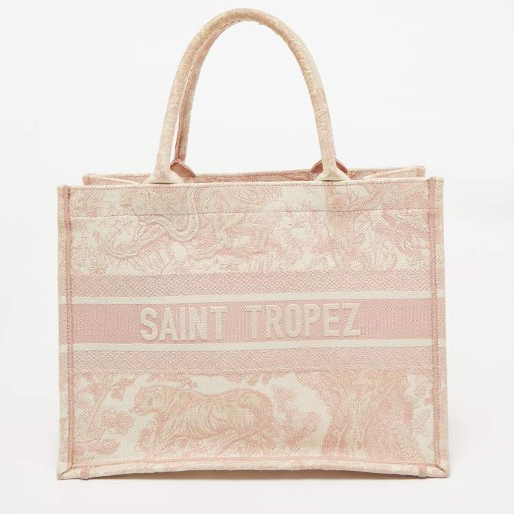 Dior Pink Embroidered Canvas Small Dioriviera Book Tote – Medium