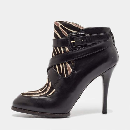 Tod’s Black & Brown Calf Hair and Leather Ankle Boots - Size 38.5