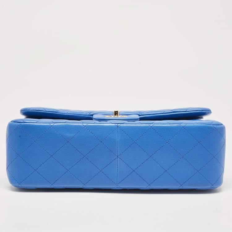 Chanel Blue Quilted Leather Jumbo Classic Double Flap Bag