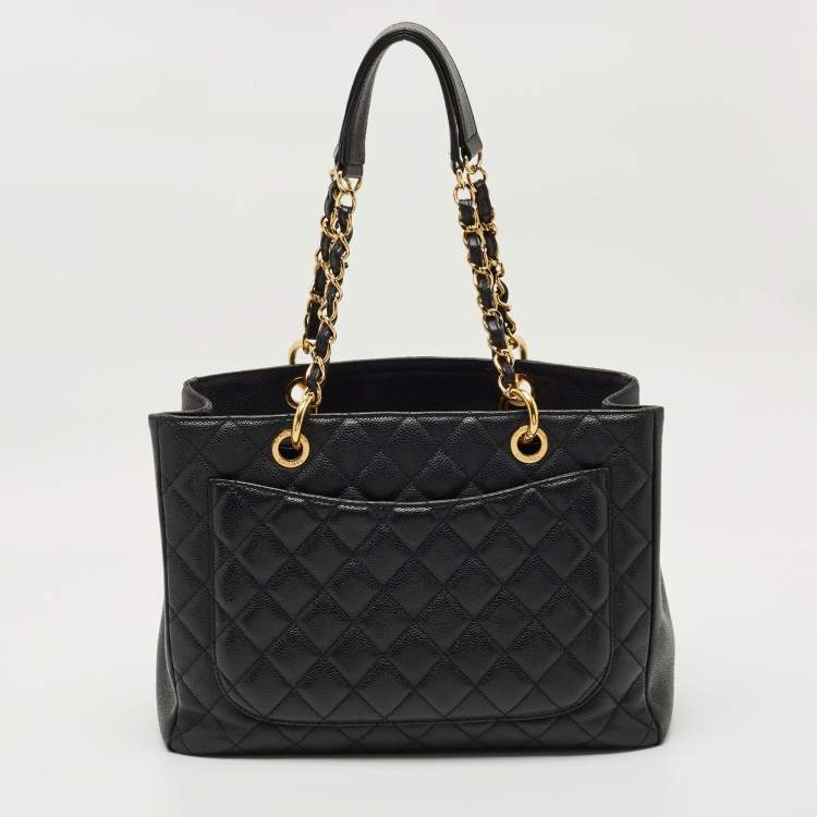 Chanel Black Quilted Caviar Leather GST Grand Shopping Tote
