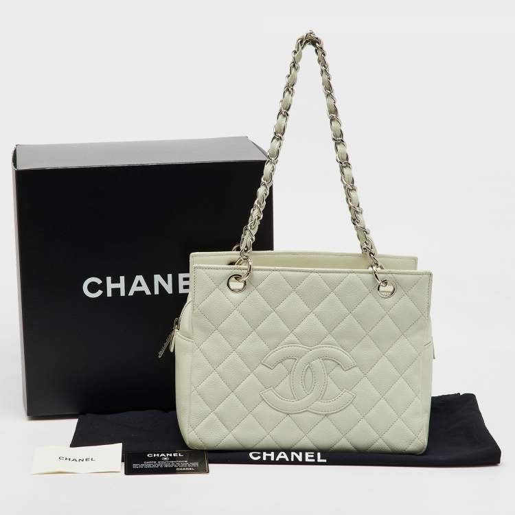 Chanel Off White Caviar Leather Petite Timeless Shopper Tote