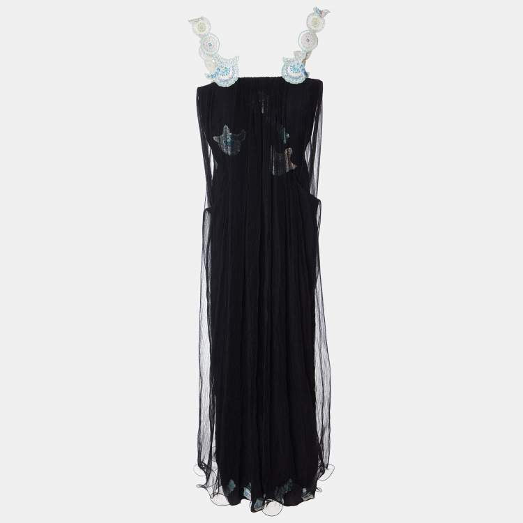 Giorgio Armani Black Tulle Embellished Flared Dress – Size S – Brand New